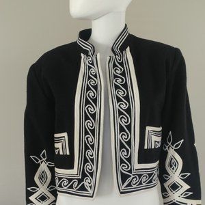 Vintage CHAQUETA Jacket 100% Wool Cropped Length/Full Sleeve Southwest Statement